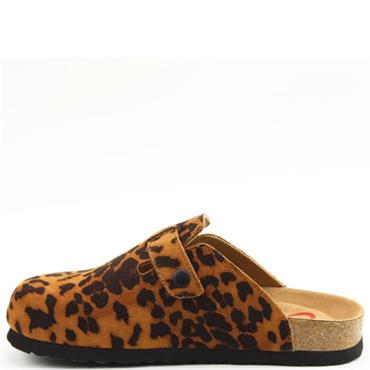 HEAVENLY FEET WOMENS SHOE - BLACK TAN LEOPARD
